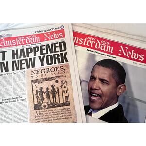 Lot of 2 New York Amsterdam News Obama Inauguration & Slavery in NY Issues